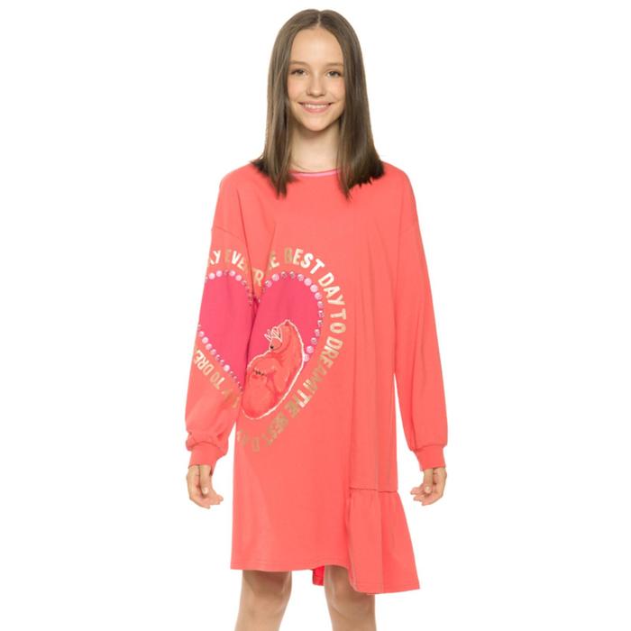 Платье для девочек, рост 146 см, цвет коралловый