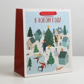 Пакет подарочный новогодний ламинированный «Новогодний город», ML 23 х 27 х 11.5 см