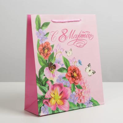 Пакет подарочный ламинированный, упаковка, «8 марта», ML 21 х 25 х 8 см