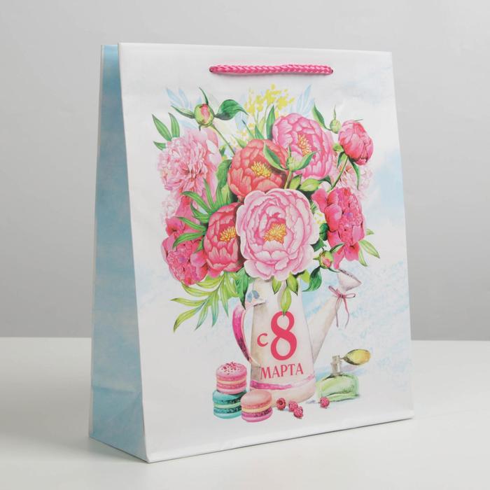 Пакет подарочный ламинированный, упаковка, «8 марта», ML 21 х 25 х 8 см - Фото 1