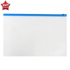 Папка-конверт на ZIP-молнии A4, 150 мкм, Calligrata, прозрачная, синяя молния - Фото 3