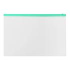 Папка-конверт на ZIP-молнии A4, 150 мкм, Calligrata, прозрачная, зелёная молния - Фото 1