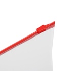 Папка-конверт на ZIP-молнии A4, 150 мкм, Calligrata, прозрачная, красная молния - Фото 3