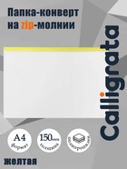 Папка-конверт на ZIP-молнии A4, 150 мкм, Calligrata, прозрачная, жёлтая молния - Фото 1
