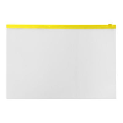 Папка-конверт на ZIP-молнии A4, 150 мкм, Calligrata, прозрачная, жёлтая молния