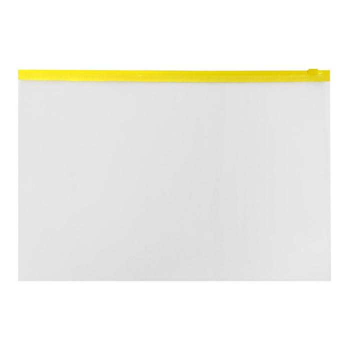 Папка-конверт на ZIP-молнии A4, 150 мкм, Calligrata, прозрачная, жёлтая молния - Фото 1