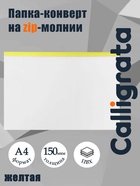 Папка-конверт на ZIP-молнии A4, 150 мкм, Calligrata, прозрачная, жёлтая молния - Фото 2