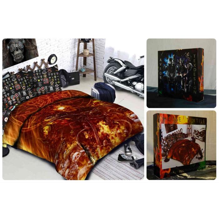 Постельное бельё 2 сп «Байкеры», размер 175x210 см, 175x215 см, 70x70 см - 2 шт