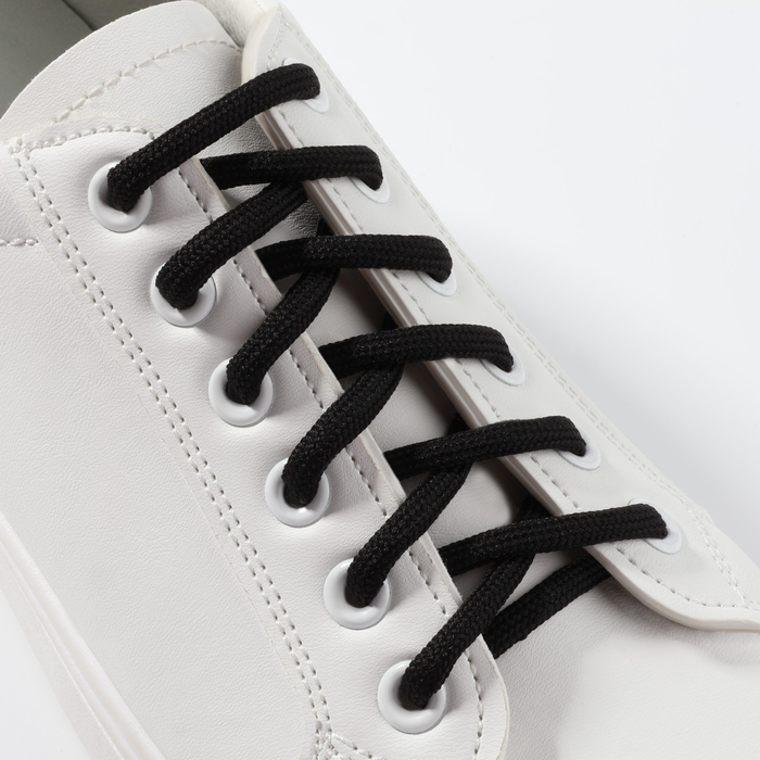 Шнурки для обуви, пара, круглые, d = 5 мм, 110 см, цвет чёрный - фото 1907277518