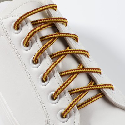 Шнурки для обуви, пара, круглые, d = 5 мм, 110 см, цвет коричневый/жёлтый