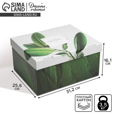 Коробка подарочная складная, упаковка, «Листья», 31×25.5×16 см