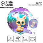 Воздушный шар фольгированный 18" «С днём рождения», круг, с подложкой - Фото 1