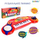 Музыкальное пианино «Весёлые зверята», звук, свет, цвет красный - фото 5941556