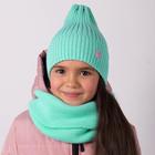 Комплект (шапка,снуд) для девочки, цвет мята/единорог, размер 48-52 - фото 9345421