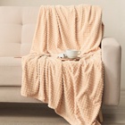 Плед «Этель. Клетка», 200×220 см, корал-флис, бежевый - Фото 1