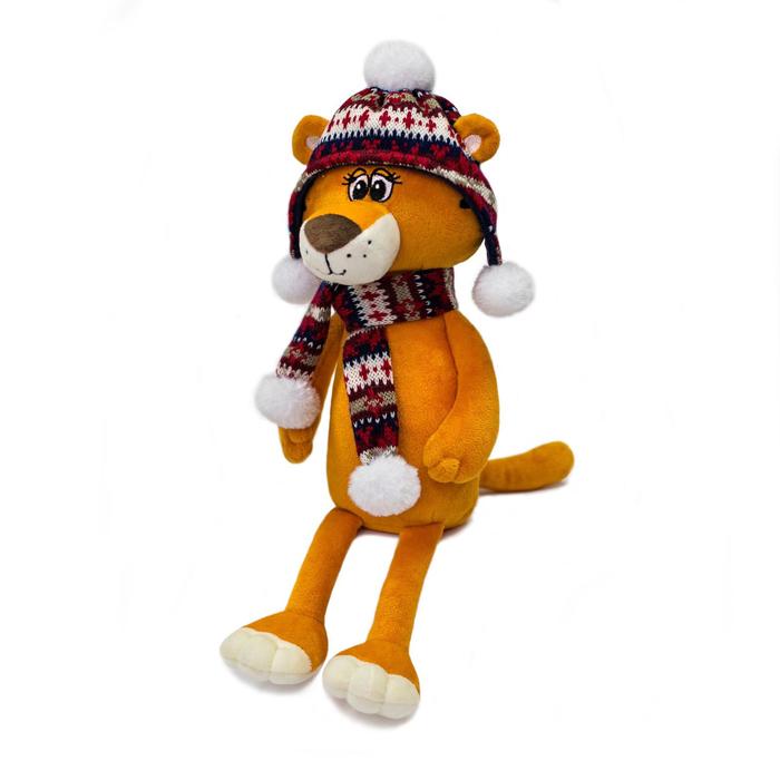 Мягкая игрушка «Тигрица Черри в шапке и шарфике с помпонами», 25 см - Фото 1