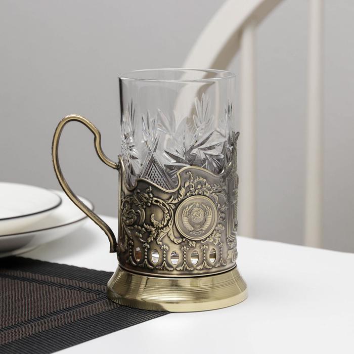 Набор для чая «Высоцкий», 2 предмета: подстаканник, стакан, латунь - фото 1888150087