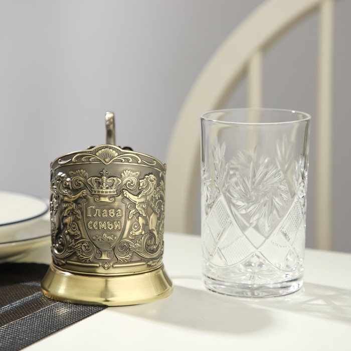 Набор для чая «Глава семьи», 3 предмета: подстаканник, стакан, открытка - фото 1886668723