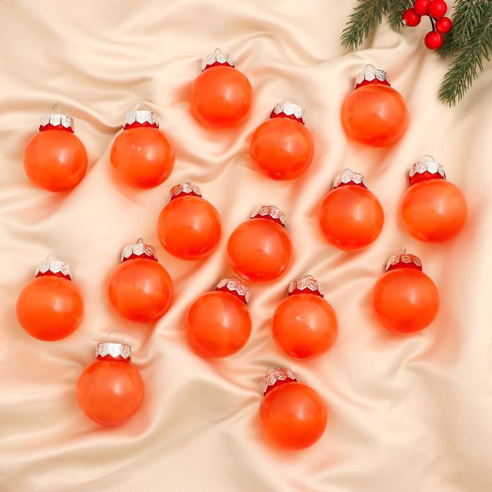 Набор шаров пластик d-5 см, 16 шт "Фелиция" оранжевый - Фото 1