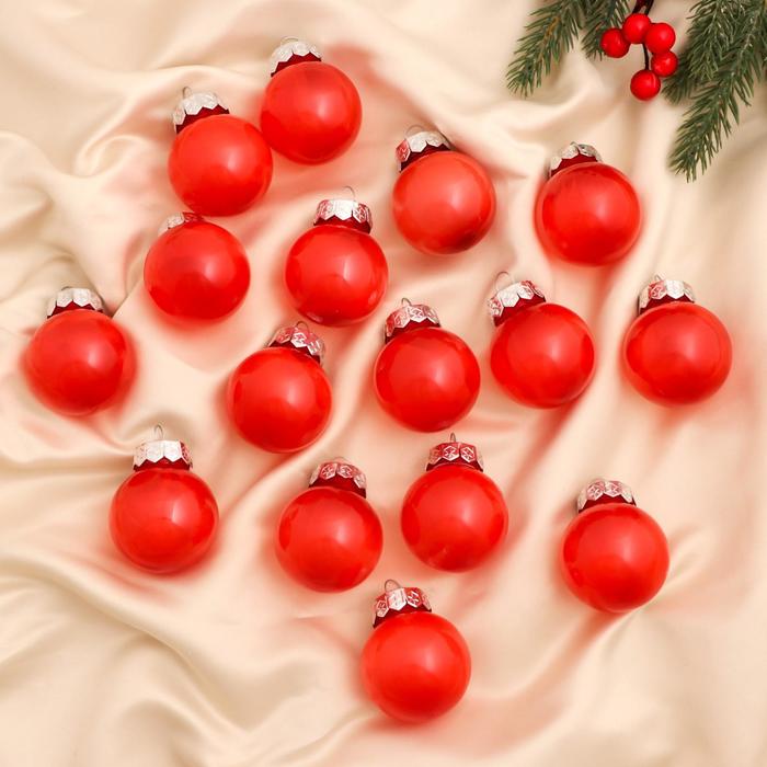 Ёлочные игрушки, шары новогодние , пластик, набор d-5 см, 16 шт "Фелиция ассорти" красный - Фото 1
