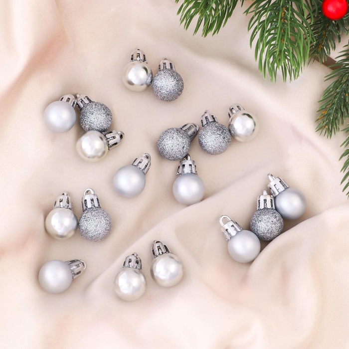 Ёлочные игрушки «Небылица», шары новогодние, набор 18 шт., d=2 см, серебристый - Фото 1