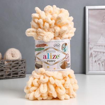 Плюшевая пряжа для вязания руками ALIZE, Puffy, 100% микрополиэстер, 9 м/100 г, (742 медовый)