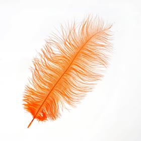 Перо для декора, размер: 25-30 см, цвет оранжевый