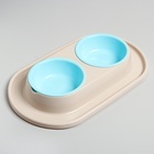 Миска для животных Мур-мяу 0.3 л двойная на подставке, светло-бежевая - Фото 2