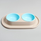 Миска для животных Мур-мяу 0.3 л двойная на подставке, светло-бежевая - Фото 3