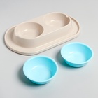 Миска для животных Мур-мяу 0.3 л двойная на подставке, светло-бежевая - Фото 4