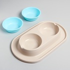 Миска для животных Мур-мяу 0.3 л двойная на подставке, светло-бежевая - Фото 5