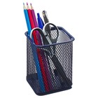 Стакан для пишущих принадлежностей, квадратный, металлическая сетка, синий - Фото 4