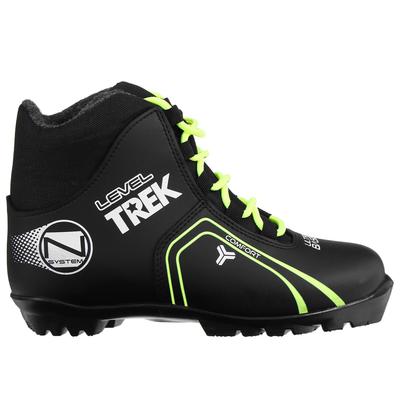 Ботинки лыжные TREK Level 1, NNN, искусственная кожа, цвет чёрный/лайм-неон, лого белый, размер 39