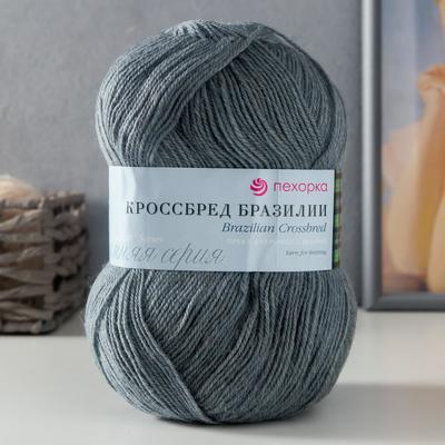 Пряжа "Кроссбред Бразилии" 50%меринос.шерсть, 50% акрил 500м/100гр (490-Самшит)