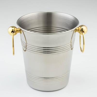 Ведро для льда «Классик», 2.1 л, 20.5×16×17.5 см, золотые ручки, нержавеющая 201 сталь