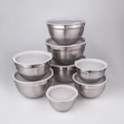 Набор мисок, 8 шт.: d=18 см,20 см,22 см,24 см,26 см,28 см,30 см,32 см, с крышками, нержавеющая сталь - Фото 1