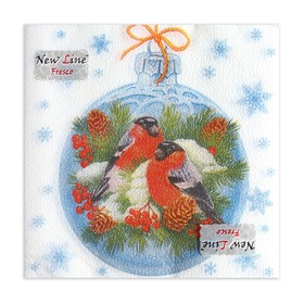 Салфетки новогодние бумажные «Зимние птички», 33?33 см, 2 слоя 20 шт. (комплект 3 шт)