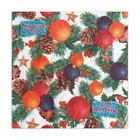 Новогодние салфетки бумажные New Line Design «Шишки-шарики», 3 слоя, 33х33 см, 20 шт - Фото 2