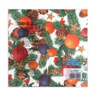 Новогодние салфетки бумажные New Line Design «Шишки-шарики», 3 слоя, 33х33 см, 20 шт - Фото 3