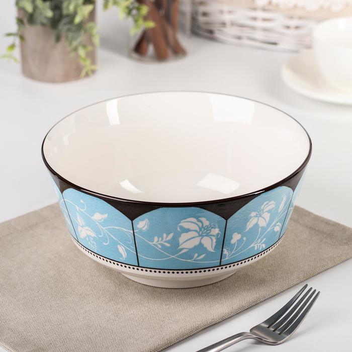 Салатник керамический «Вдохновение», 20×9,5 см, цвет голубой - Фото 1