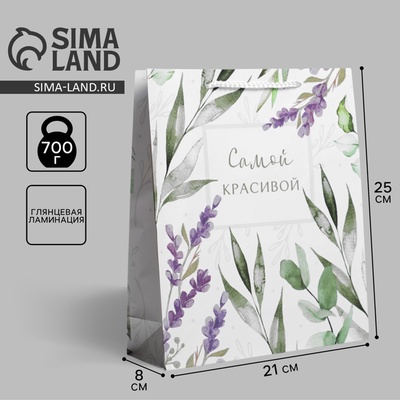 Пакет подарочный ламинированный, упаковка, Best wishes, ML 21×25×8 см