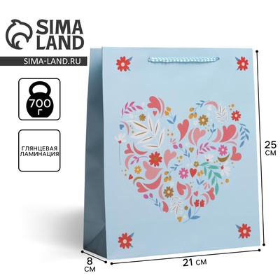 Пакет подарочный ламинированный, упаковка, Present for you, ML 21×25×8 см