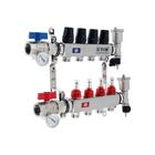 Коллекторная группа TIM KAS5004, 1" × 3/4", 4 выхода, с расходомерами, нержавеющая сталь - Фото 1