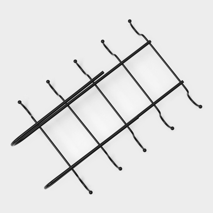Держатель для кружек подвесной на 10 предметов Доляна, 27,8×18,5×7,5 см, цвет чёрный - фото 1886669199