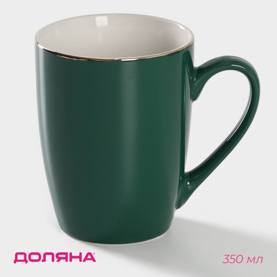Кружка Доляна «Изумруд. Линия», 350 мл, фарфор, зелёная