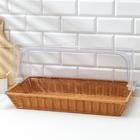 Хлебница Доляна «Крем», плетёное основание, 53×32 см, пластик, коричневая - Фото 4