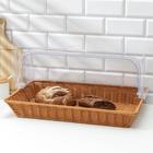 Хлебница Доляна «Крем», плетёное основание, 53×32 см, пластик, коричневая - Фото 1