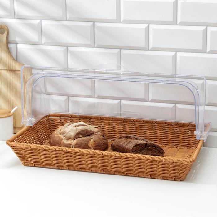 Хлебница Доляна «Крем», плетёное основание, 53×32 см, пластик, коричневая - Фото 1