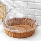 Хлебница с крышкой Доляна «Крем», плетёное основание, d=40 см, пластик, коричневая - Фото 3