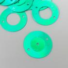 Пайетки "Круг в кольце" зелёные набор 30 гр d=2 см - фото 6453948